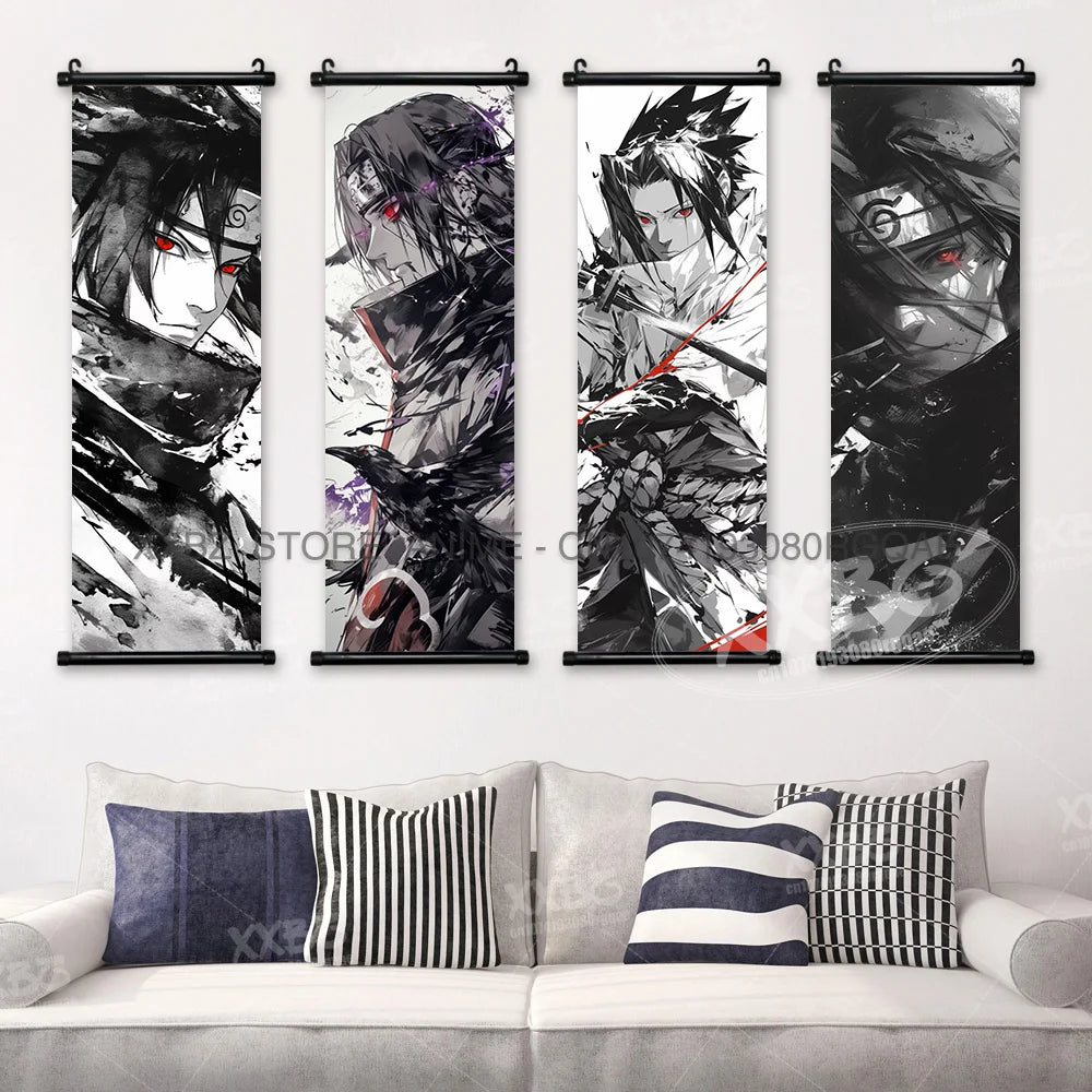 Naruto Home Decoration Scrolls Picture Hyuga Hinata Anime Canvas Wall Art Interior Hanging Painting Uchiha Itachi Figures Poster