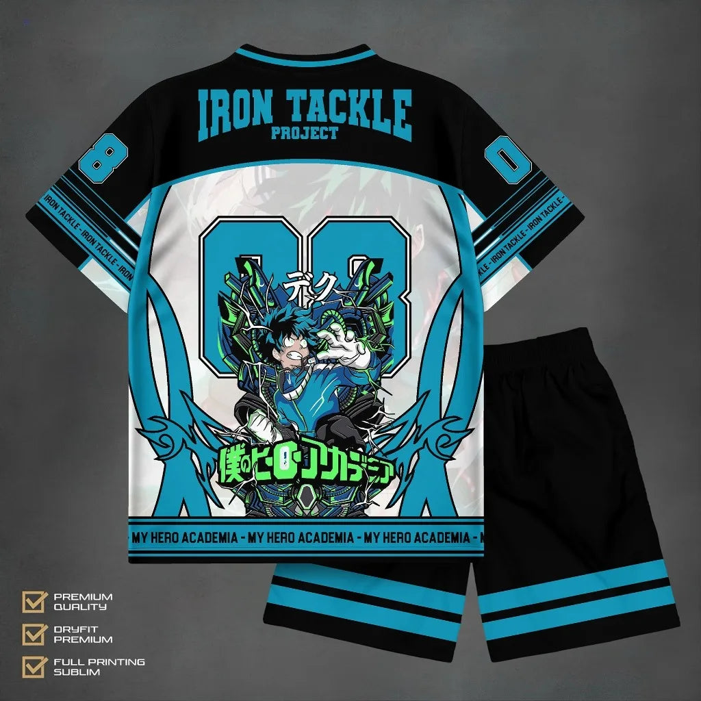 Bandai Izuku Midoriya Athleisure Set My Hero Academia Anime Adult Kids T-Shirt & Shorts Summer Quick-dry Soft Comfy Lightweight