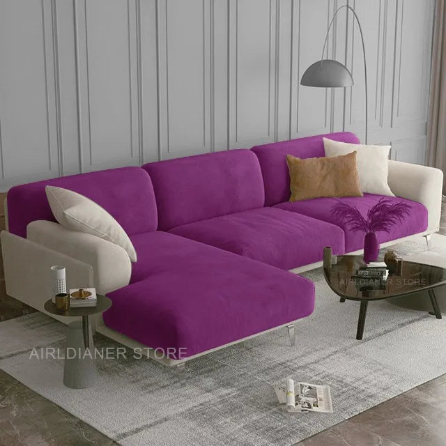 Luxury Soft Velvet Sofa Seat Cover Solid Elastic Sofa Cushion Covers Separate Furniture Protector Sofa Cover Living Room Pets