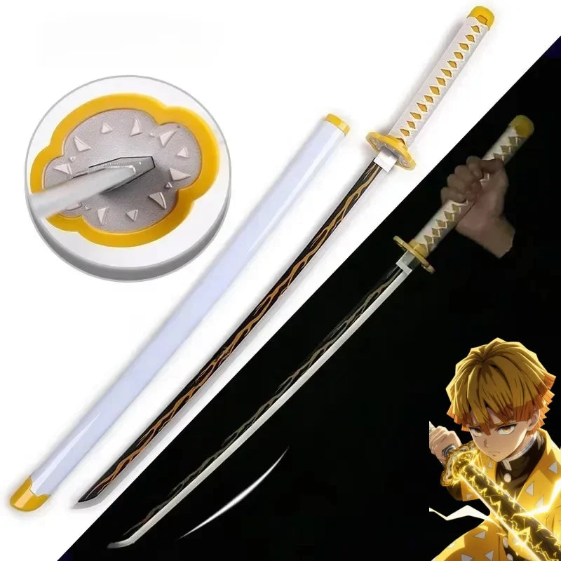 104cm Bright Katana LED Light Sword Kimetsu No Yaiba Anime Cosplay Prop Real Size Japanese Katana Samurai Sabre Demon Slayer