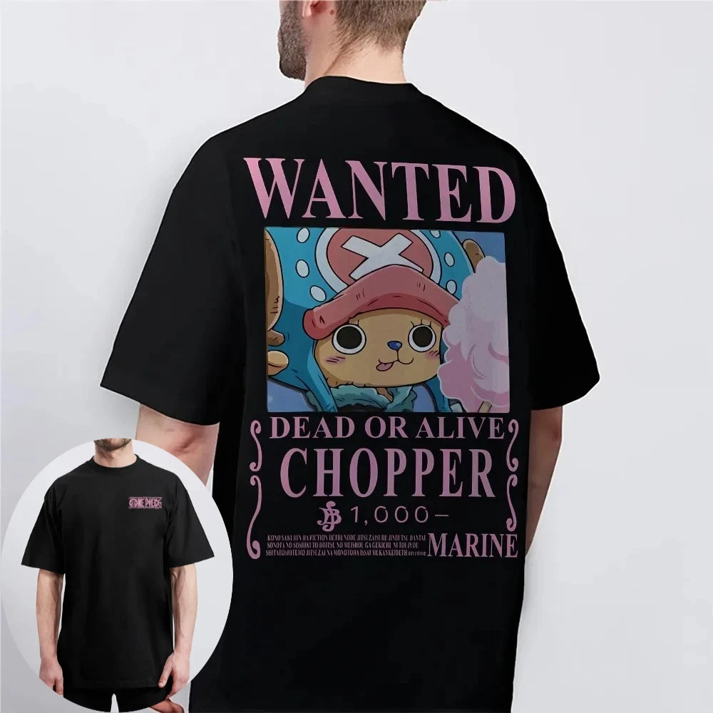 One Piece Men's Women's T-shirt Tony Tony Chopper Japan Anime Punk Tee Summer Spring Boy's Short Sleeves Parent-child Outfits
