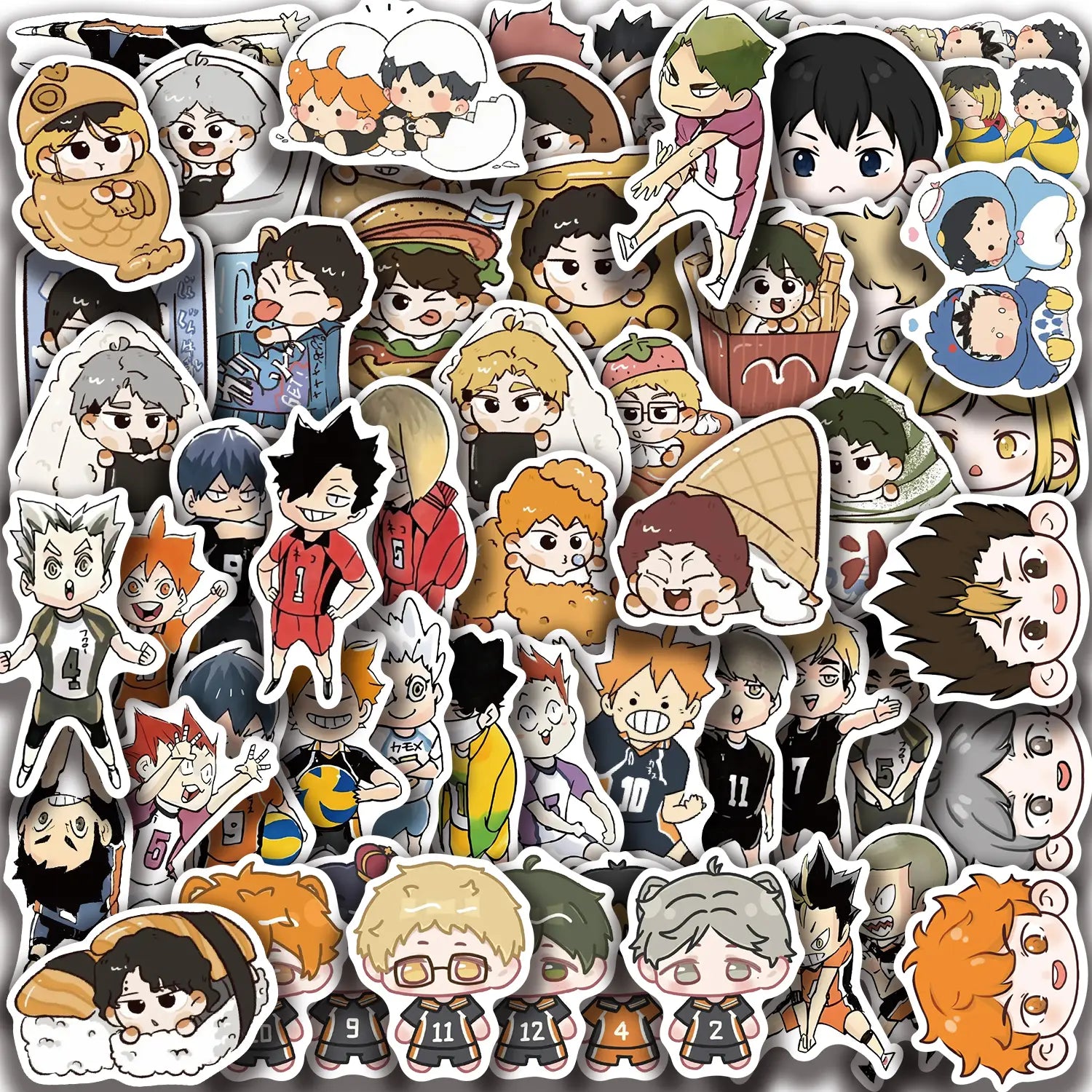 56pcs Volleyball Boy Graffiti Sticker Cute Character DIY Hand Account Decoration Mobile Phone Skateboard Stickers