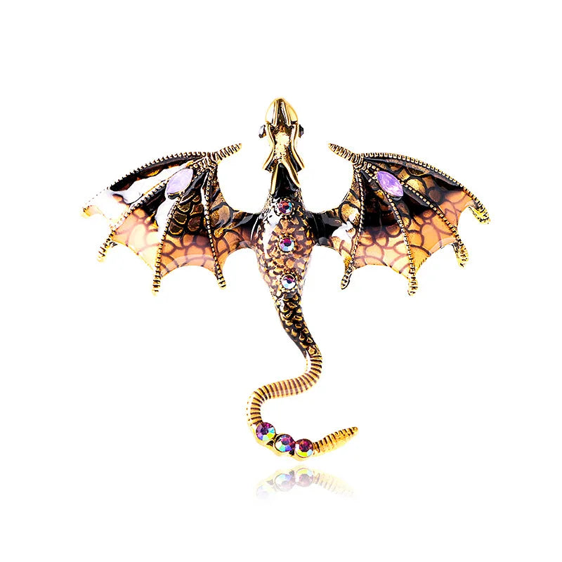 2024 Creative Simulation Dragon Colorful Hand Drawn Metal Brooch for Women Men Stylish Lapel Pins Jewelry Accessories Gift 1PC