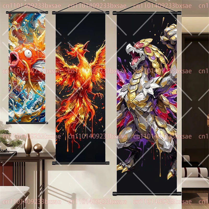 Pokémon Anime Elf Dragonite Gengar Pikachu Charizard Kyogre Rayquaza HD Poster Scroll Painting Art Hanging Painting Holiday Gift