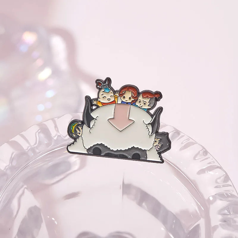 Cartoon Cattle and Boy Enamel Pin Front and Back Lapel Badge Anime Decorate Jewelry Brooch Gift For Kids