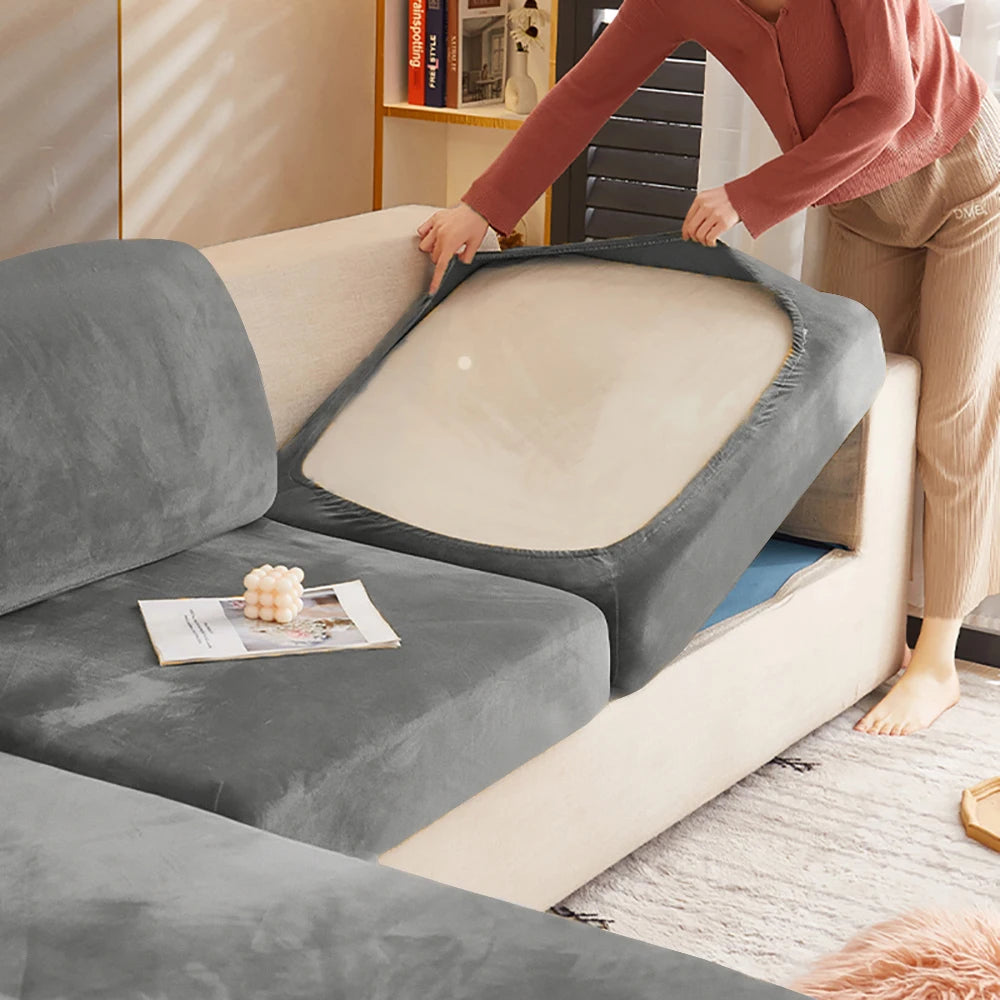 Super Velvet Sofa Cushion Cover Elastic Thick L Shape Corner Armchair Sofa Cover Slipcover Furniture Protector For Living Room