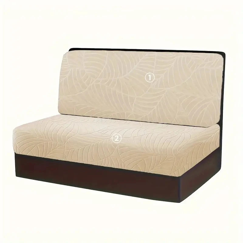 2 Pcs/set Leaves Jacquard RV Dinette Cushion Covers Elastic Armless Couch Slipcover Stretch Rv Camper Car Bench Seat Cover