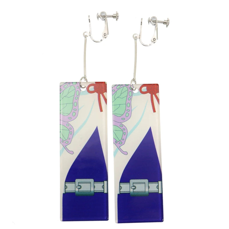 2022 Trendy Acrylic Tanjiro Earrings Demon Slayer Earrings Anime Cosplay Props Hanafuda Drop Long Earrings for Women Girls Jewel