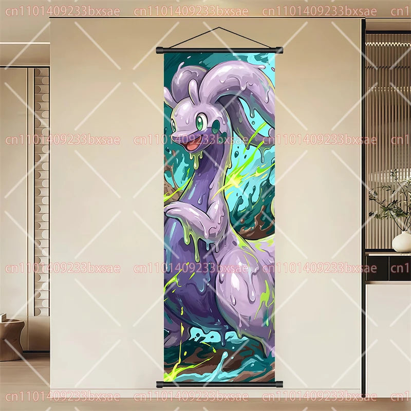 Pokémon Anime HD Scroll Painting Eevee Pikachu Suicune Charizard Mewtwo Background Wall Art Decoration Poster Children's Gift
