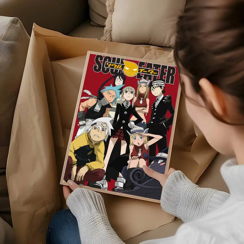 Popular Japanese Anime S-Soul Eater Poster High Quality Dorm Living Room Aesthetic Wall Decoration Painting Stickers Gift
