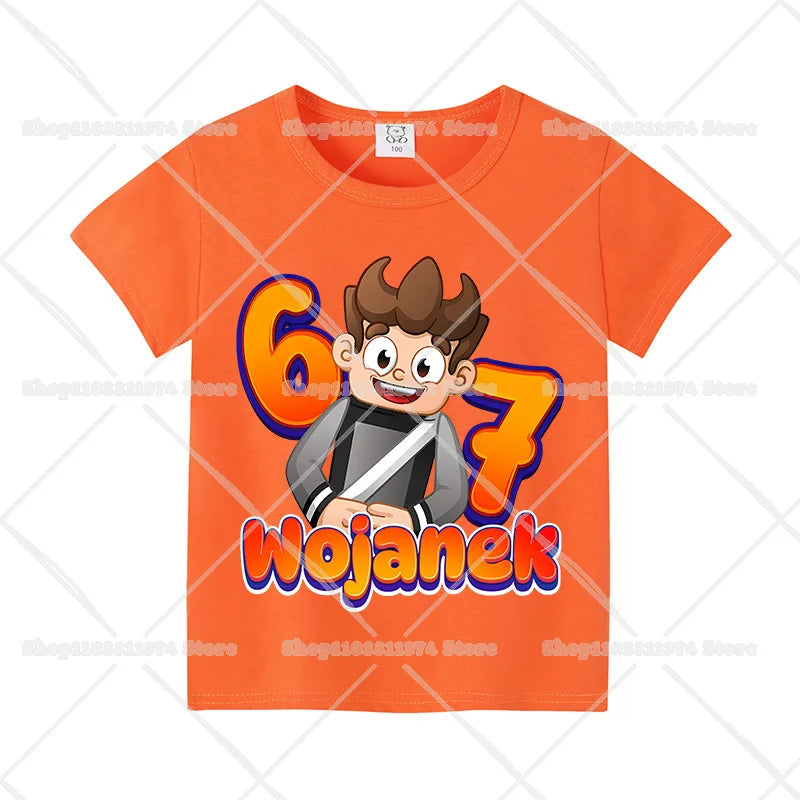 Wojans Team T-shirt Anime Round Neck Tee Children Short Sleeve Clothing Summer Cotton Tshirts Boys Girls T-shirts Birthday Gift