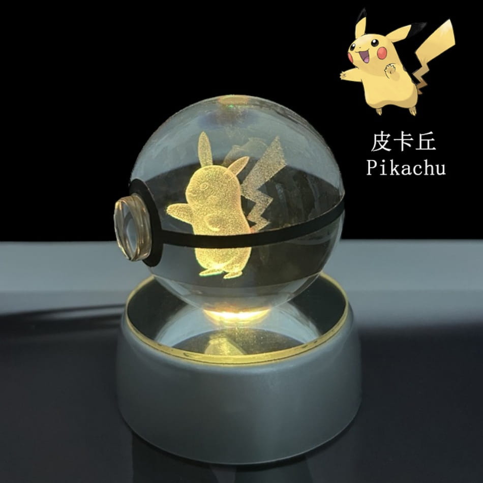 Pokemon Pokeball LED Night Light – 3D Crystal Ball