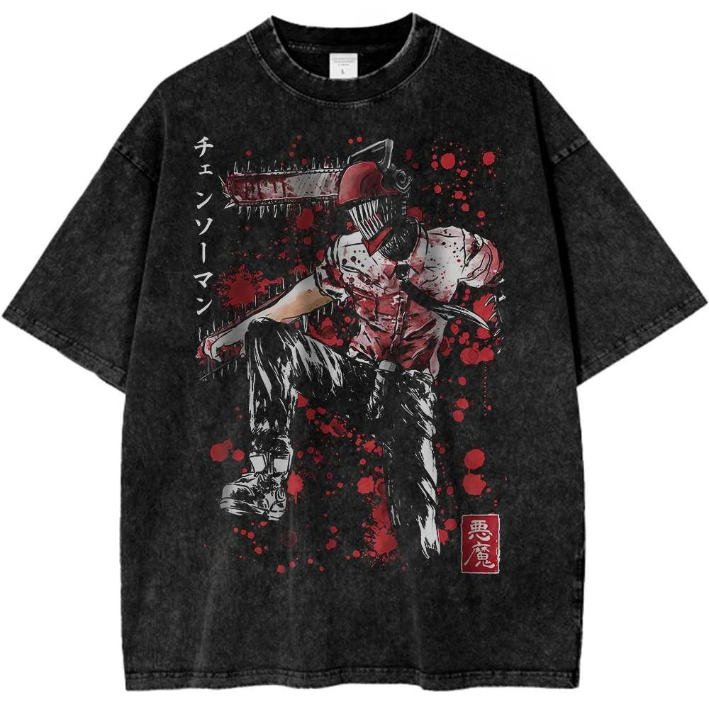 Chainsaw Man Makima Shirt Chainsaw T-shirt Anime Shirt Vintage Men's T-shirt Pure Cotton Leisure Sports Harajuku Summer New 2025