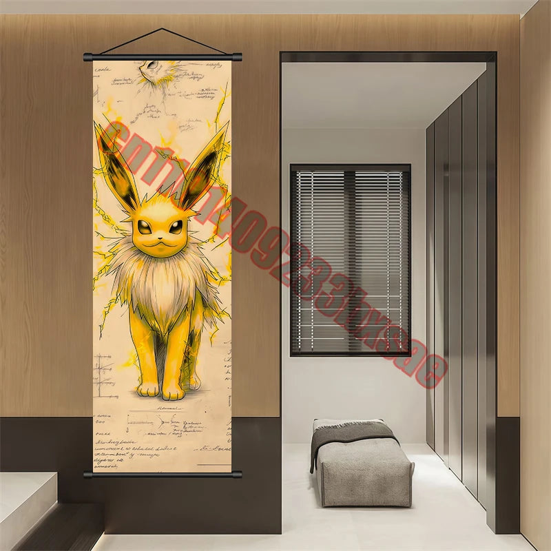 Printed Pokemon Poster Anime Wall Artwork Gengar Pictures Charizard Painting Canvas Pikachu Hanging Scrolls Home Room Decor