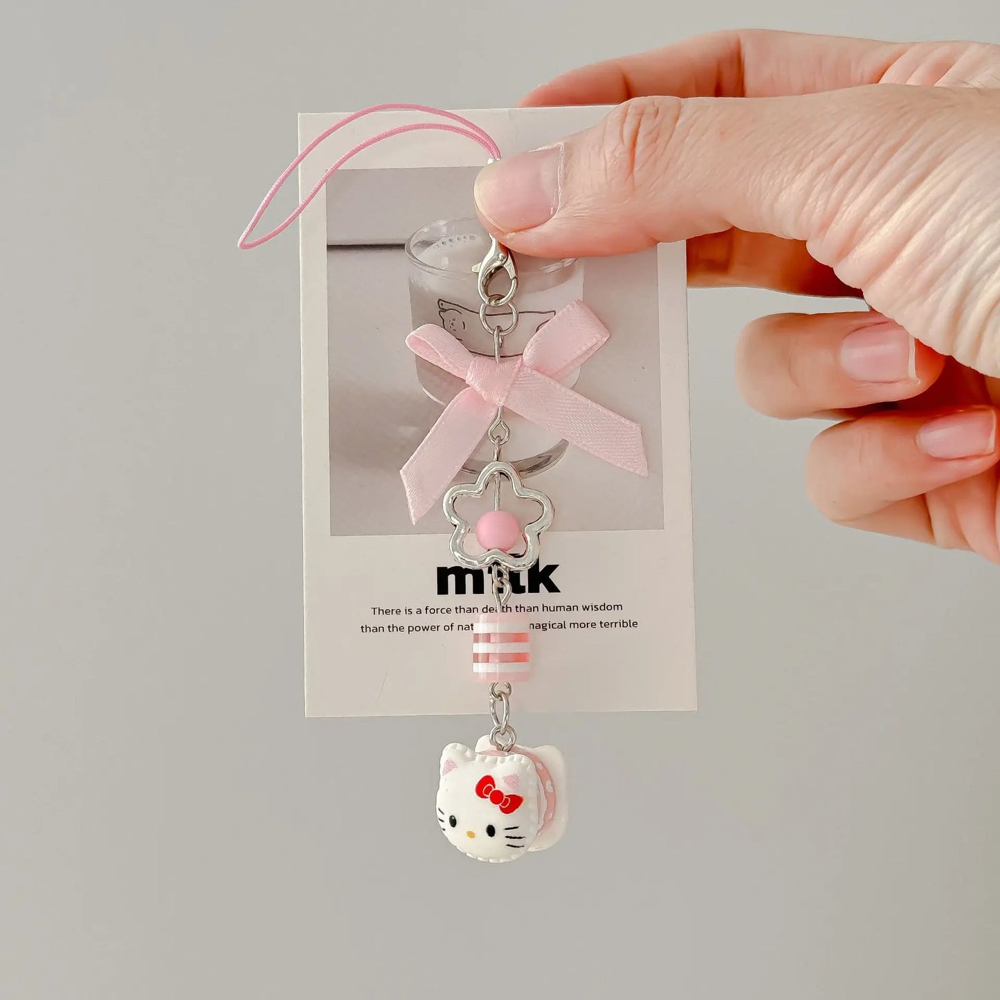 Kawaii Hello Kitty Mobile Phone Chain Cute Sanrio Cartoon Love Bow Keychain Pendant Bag Decoration Anime Peripheral Girl Gifts