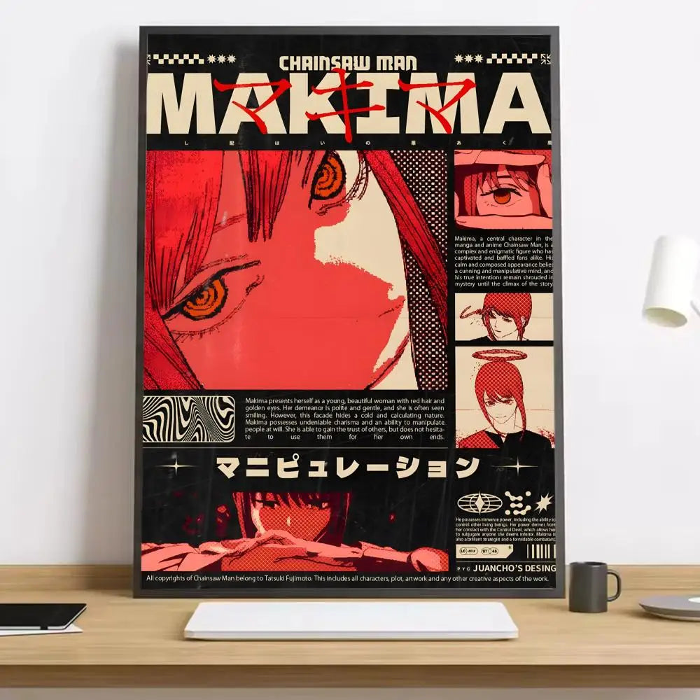 Makima Chainsaw Man Painting Calligraphy HD Canvas Poster living room bedroom bar aesthetic decoration