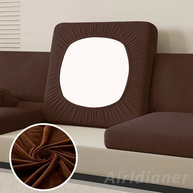 Anti-Dirt Velvet Sofa Cushion Slipcover Elastic Chair Seat Protector for Pets and Furniture Sofa Cover Living Room Bedroom Decor