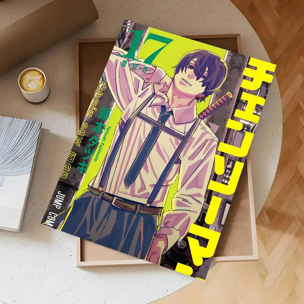 Anime Chainsaw Man Poster Self-adhesive Wall Mural Art Waterproof Sticker For Bar Room Decor High Quality Print Gift