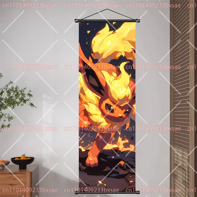 Anime Pokemon Pikachu Eevee Ampharos Charizard Bulbasaur Squirtle Poster Scroll Painting Theme Party Decoration Painting Gift
