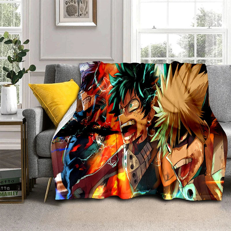 3D Cartoon My Hero Academia Deku Bakugou  Anime Blanket,Soft Throw Blanket for Home Bedroom Bed Sofa Travel Picnic Cover Kids