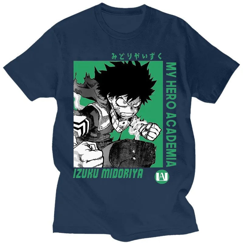 My Hero Academia Men's T-Shirt Izuku Midoriya Deku Printed Japanese Anime Summer Boy Kids Short Sleeve Parent-Child Wear