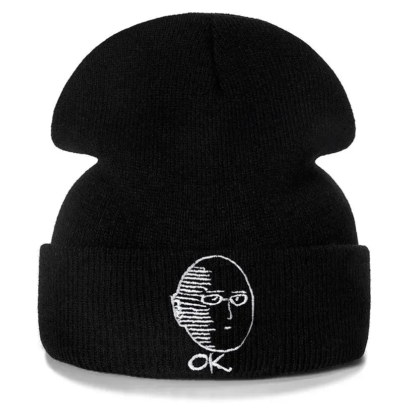 One Punch Man Saitama Embroidered Beanie – Cotton Knit