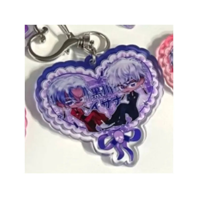 5styles Anime Tokyo Avengers Peripherals Heart-shaped Keychain Haruchiyo Sanzu Acrylic Keychian Keisuke Baji Accessory Toys Gift