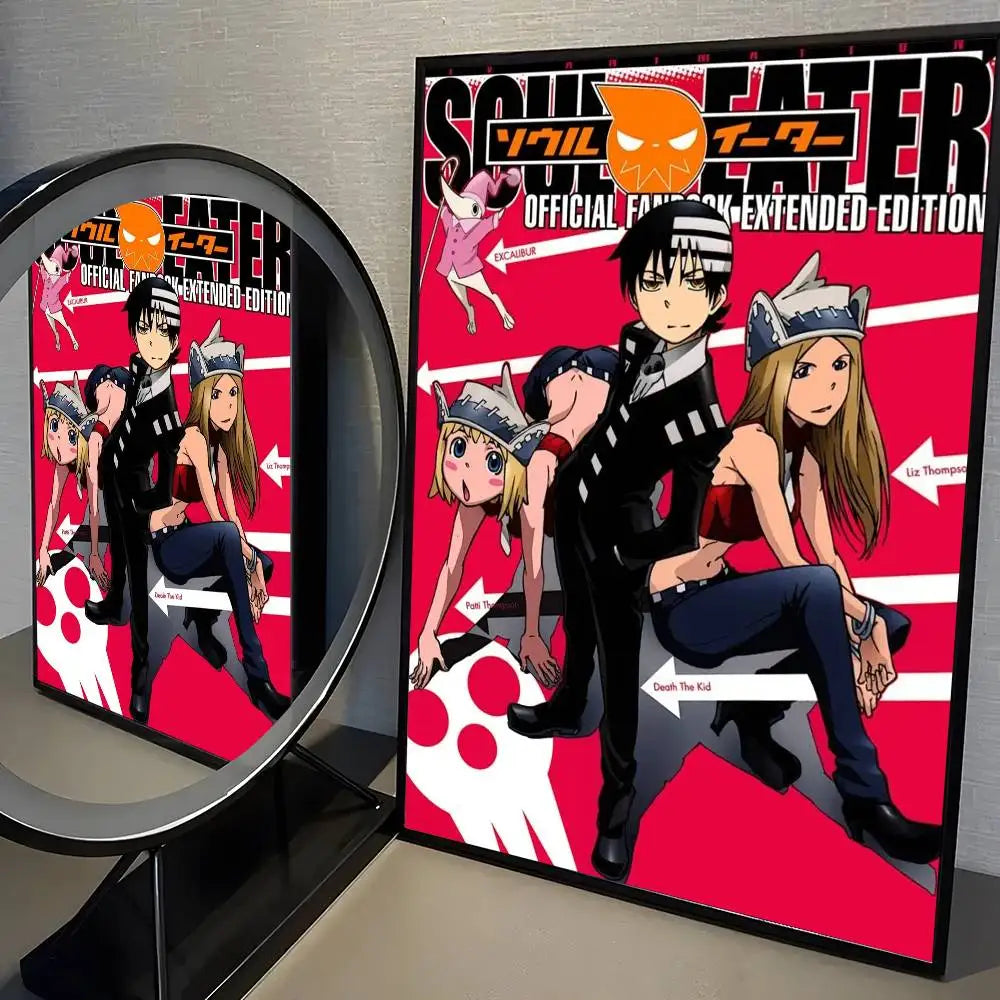 Popular Japanese Anime S-Soul Eater Poster High Quality Dorm Living Room Aesthetic Wall Decoration Painting Stickers Gift