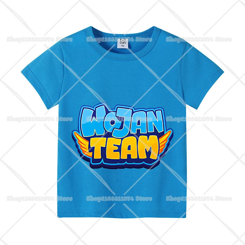 Wojans Team T-shirt Anime Round Neck Tee Children Short Sleeve Clothing Summer Cotton Tshirts Boys Girls T-shirts Birthday Gift