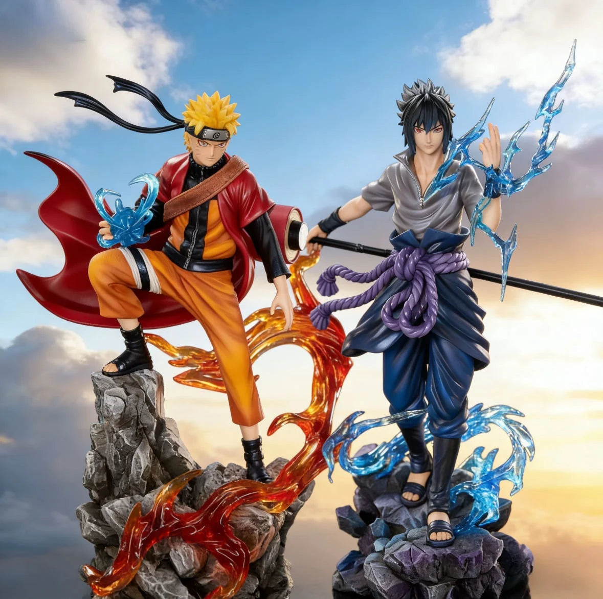 23cm Naruto Anime Action Figure Uzumaki Naruto And Uchiha Sasuke  Collection Figures Statue Anime Peripheral Model Ornaments Toy