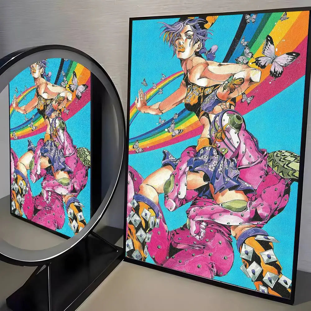 Anime JoJos Bizarre Adventure Retro poster art HD canvas advanced aesthetic Printing Paper Wall Art for Living Room Home Decor