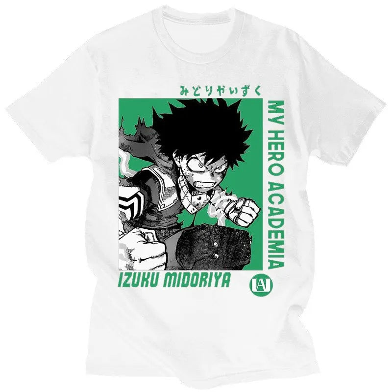My Hero Academia Men's T-Shirt Izuku Midoriya Deku Printed Japanese Anime Summer Boy Kids Short Sleeve Parent-Child Wear