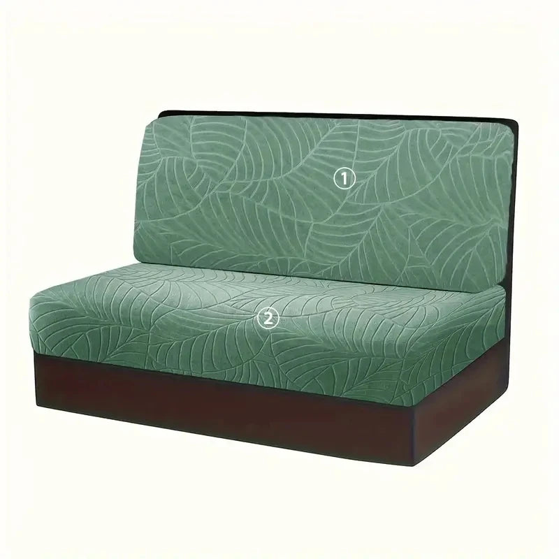 2 Pcs/set Leaves Jacquard RV Dinette Cushion Covers Elastic Armless Couch Slipcover Stretch Rv Camper Car Bench Seat Cover
