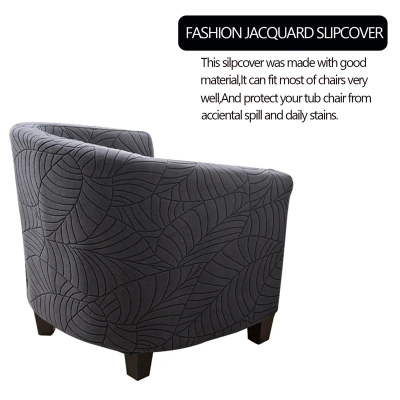 Leaves Jacquard Tub Chair Cover Anti-dirt Stretch Armchair Slipcover All-inclusive Single Club Sofa Cushion for Living Room