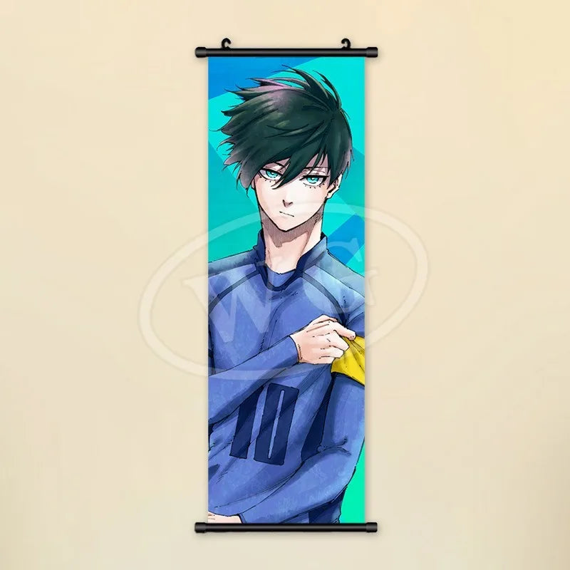 Blue Lock Hanging Painting Anime Poster Reo Mikage Wall Art Canvas Scroll Picture Isagi Yoichi Characters Home Decor Living Room