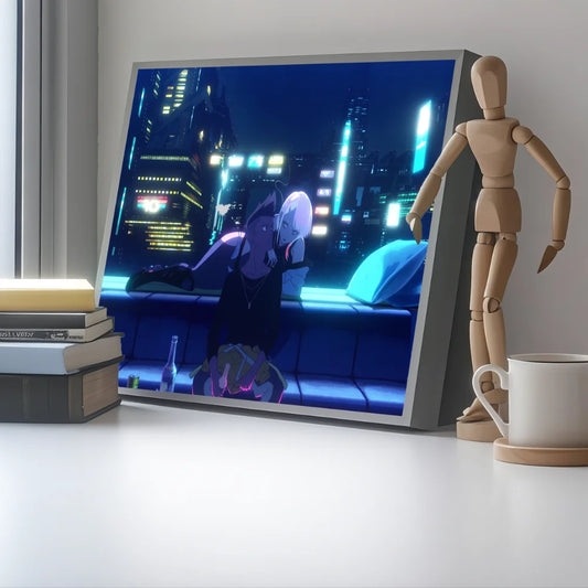 Anime Cyberpunk Glowing Wall Art - Edgerunners LED Night Light for Room Decor, Futuristic Lamparas de Mesita Lighting