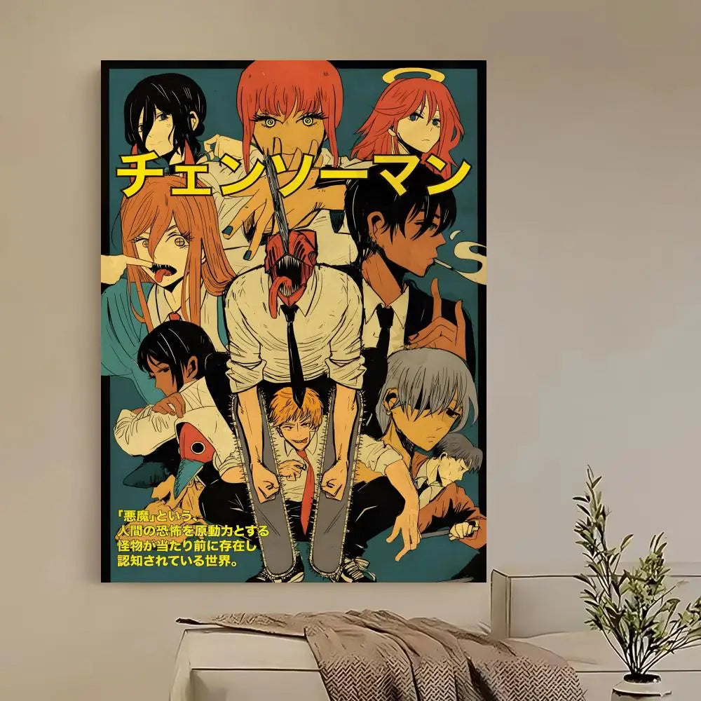 Anime Chainsaw Man Poster HD Self Adhesive Waterproof Ideal for Home Office Dorm Bedroom Great Gift
