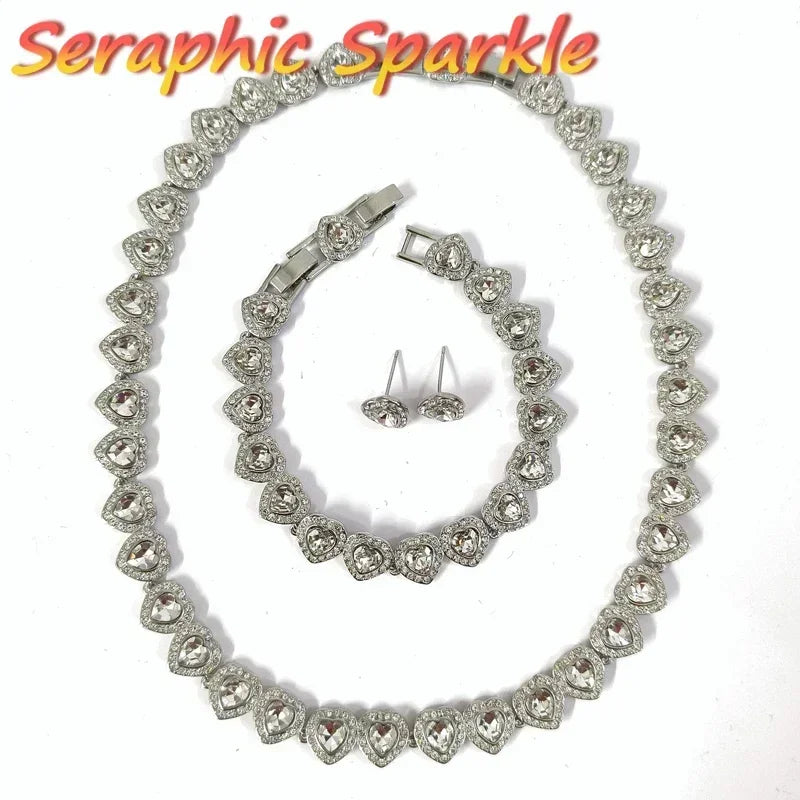 Good Brand Silver Color Ariana Grande Tennis Necklace Women Romantic Luxury Gift Jewelry Set Jewelry Sets 925 sterling silver