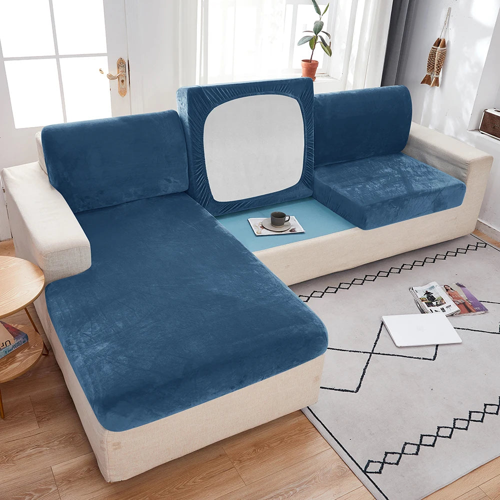 1pc Plush Sofa Slipcover Anti-slip Elastic Sofa Cover for Bedroom Office Living Room Home Decor Couch Cover Furniture Protector