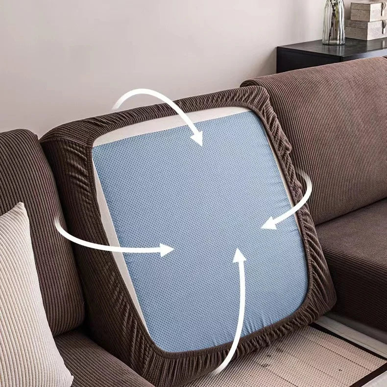 Thicken Stripe Jacquard Stretch Removable Sofa Seat Cushion Cover Washable for Living Room Kids Pets Furniture Protector