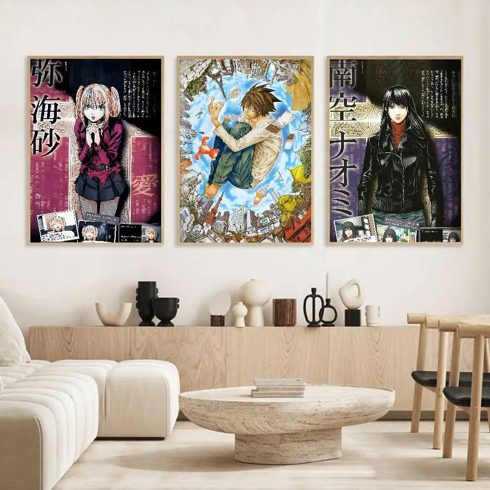 Anime D-Death Note DN L Poster HD Art Sticky Wall Waterproof Home Living Room Bedroom Bar Aesthetic Decoration