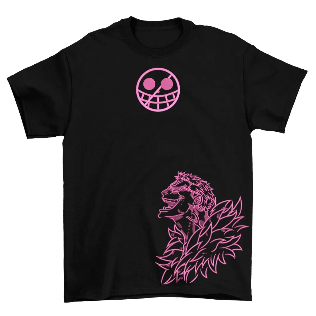 New Year Hot Sale One Piece Anime T-shirt with Luffy Zoro Skull Pirate Logo Gold Thread Art Print Round Neck Summer Fashion