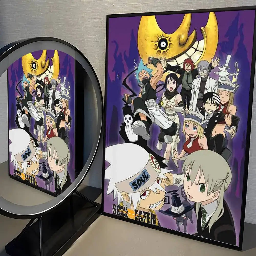 Popular Japanese Anime S-Soul Eater Poster High Quality Dorm Living Room Aesthetic Wall Decoration Painting Stickers Gift