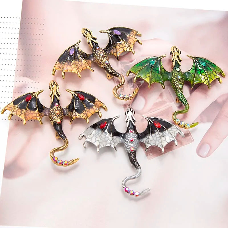 2024 Creative Simulation Dragon Colorful Hand Drawn Metal Brooch for Women Men Stylish Lapel Pins Jewelry Accessories Gift 1PC