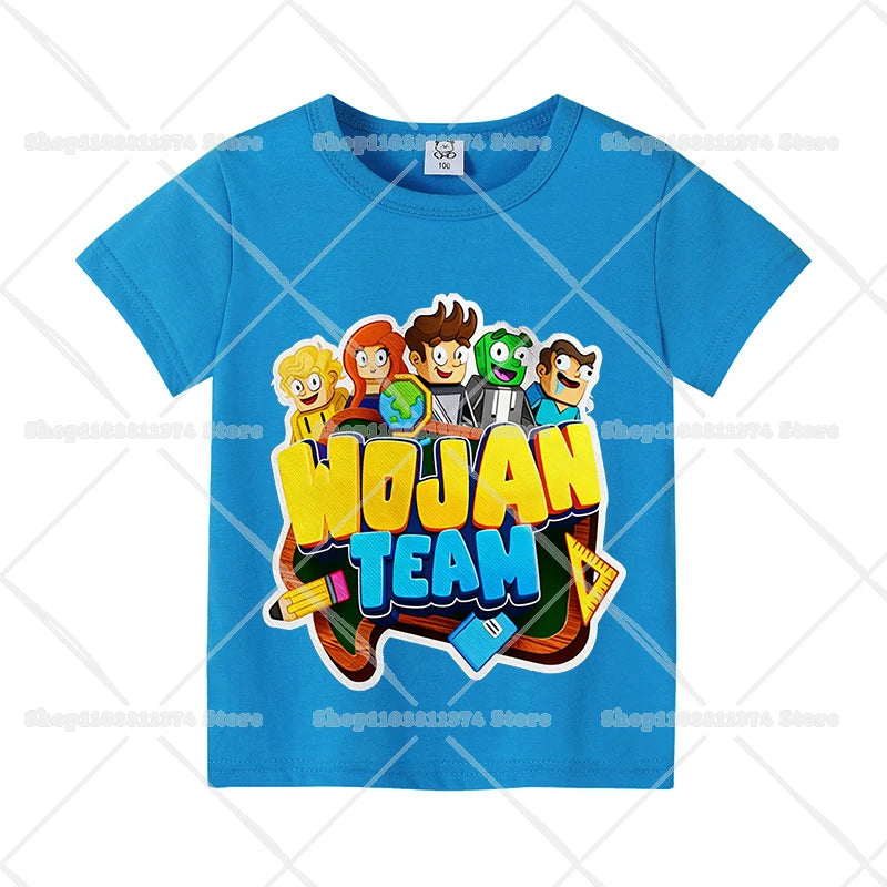 Wojans Team T-shirt Anime Round Neck Tee Children Short Sleeve Clothing Summer Cotton Tshirts Boys Girls T-shirts Birthday Gift