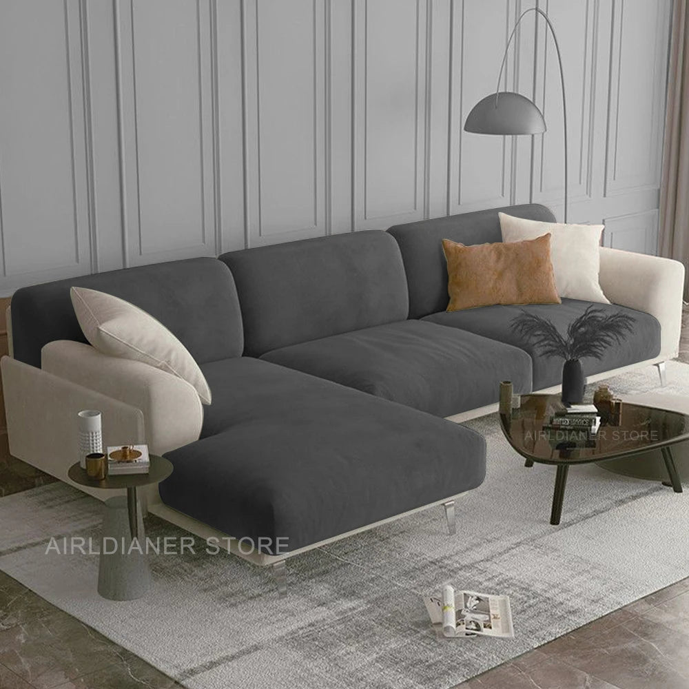 Luxury Soft Velvet Sofa Seat Cover Solid Elastic Sofa Cushion Covers Separate Furniture Protector Sofa Cover Living Room Pets