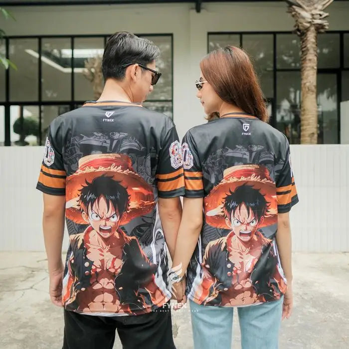 2025 New Bandai Japanese Anime Men's T-shirt, Quick-drying One Piece Luffy Zoro Football Jersey Cartoon