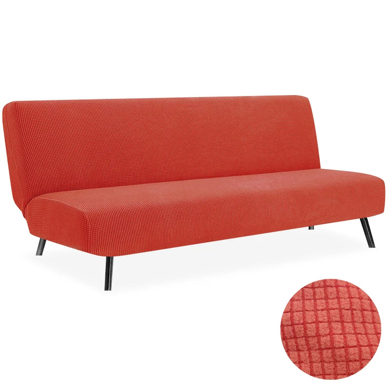 Polar Fleece Fabric Armless Futon Sofa Bed Cover Solid Without Armrest Big Elastic Folding Furniture home Decoration Bench Cover