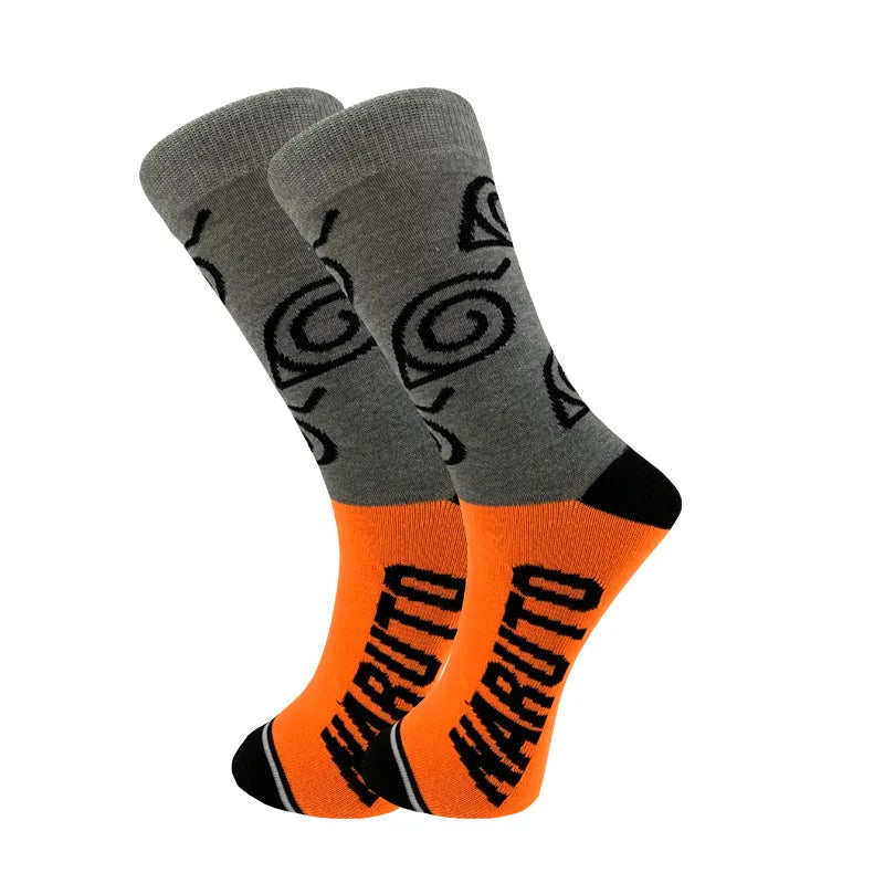 Anime Naruto Sport Long Socks for Men Women Cartoon Akatsuki Red Cloud Action Figure Casual Elastic Harajuku Stockings Toys Gift