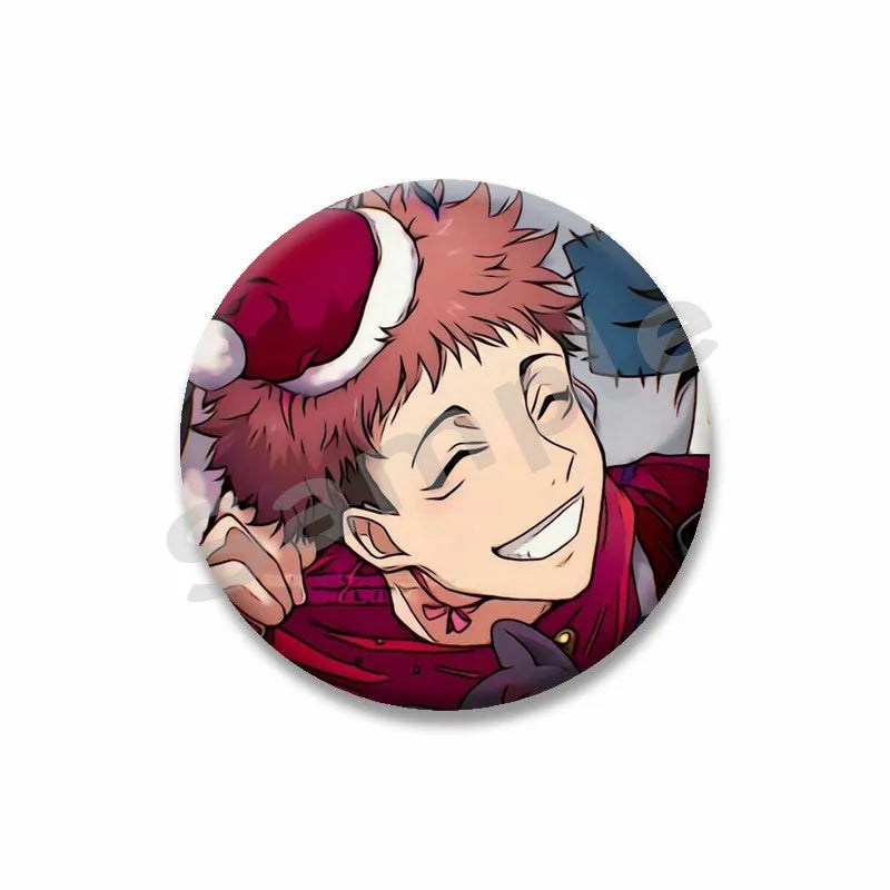 Anime Character Yuji Itadori Enamel Pins Tinplate Snap-in Brooches on Backpack Cartoon Cosplay Badge Accessories Jewelry Gifts